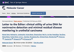 Letter to the Editor: clinical utility of urine DNA for noninvasive detection and minimal residual disease monitoring in urothelial carcinoma