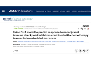 Urine DNA model to predict response to neoadjuvant immune checkpoint inhibitors combined with chemotherapy in muscle-invasive bladder cancer.